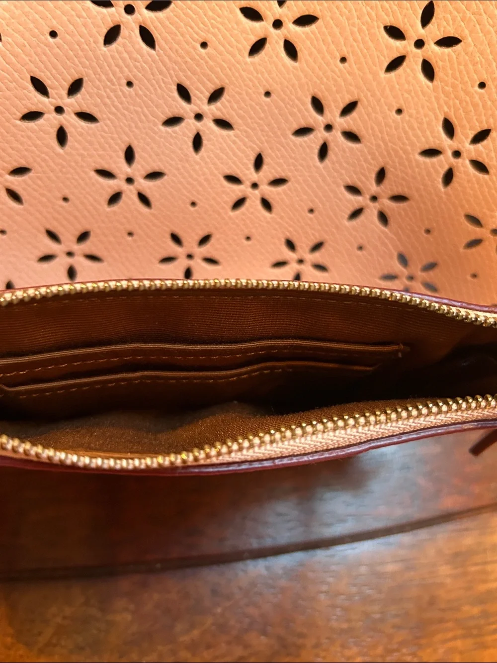 Coach Pink Floral Laser-Cut Tote with Matching Wristlet